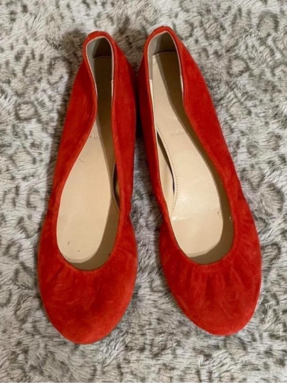 JCrew Women's Vibrant Red Suede Slip-On Ballet Flats